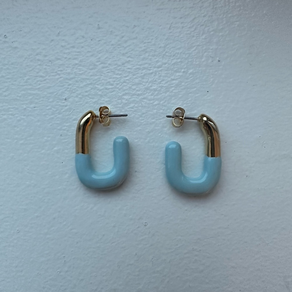 Gold hoops dipped in blue